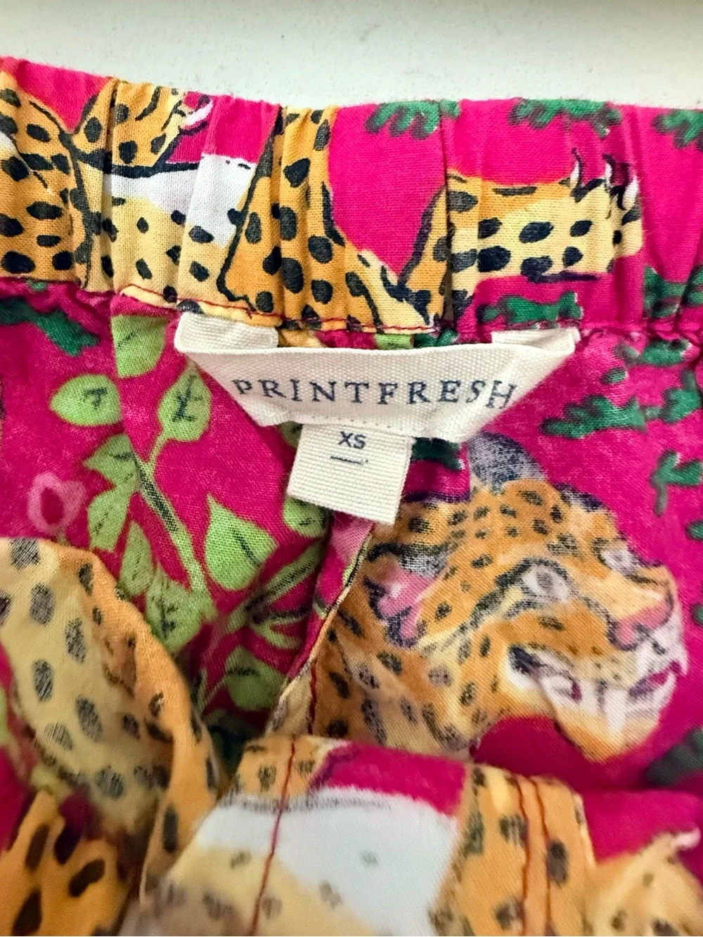 Print Fresh Pajama Set Womens XS Pink Bagheera Leopard 100% Organic Cotton